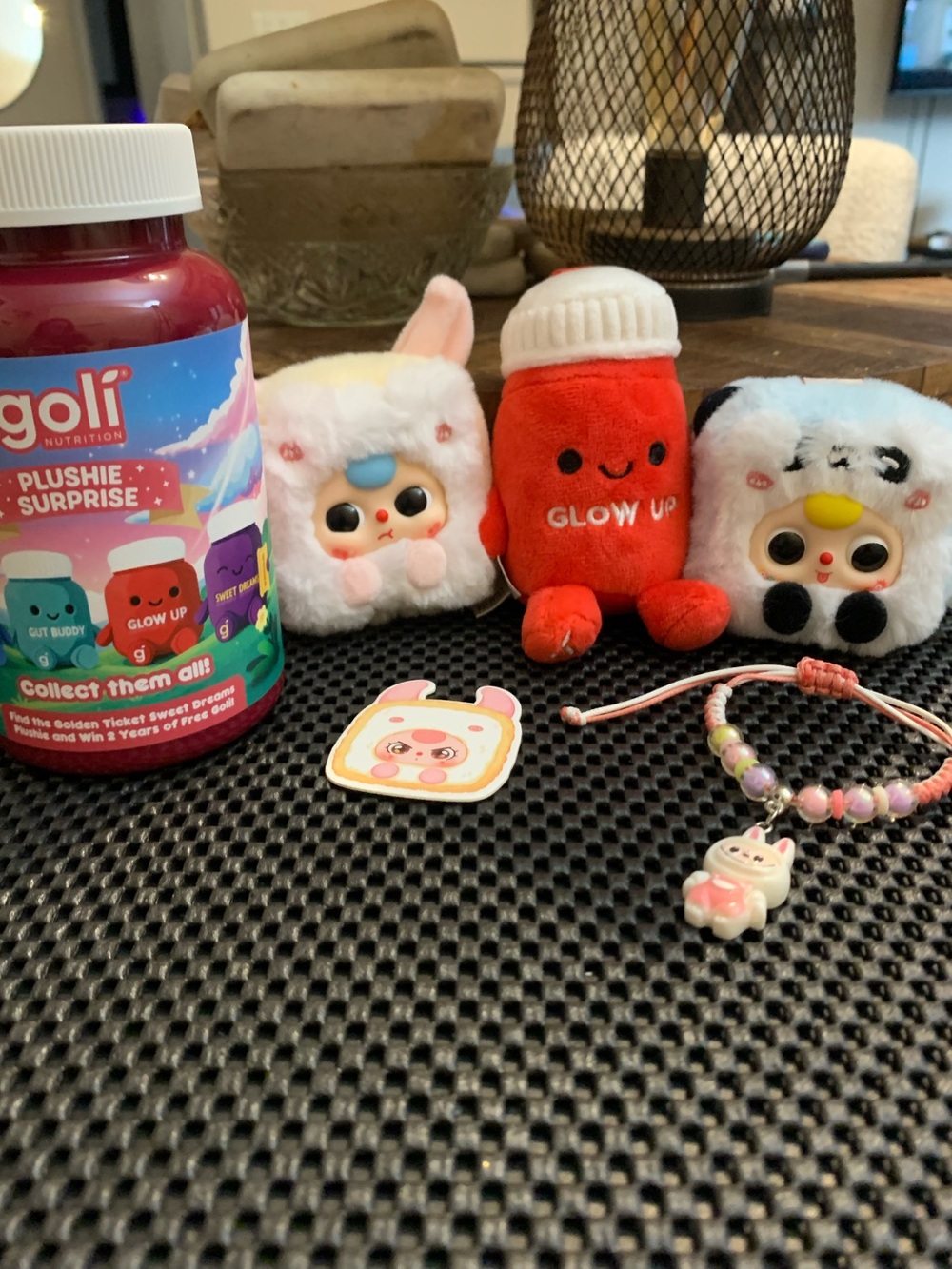 Baby Three Keychains-Goli Glow Up Red Bottle Plush -Collectible-Bracelet